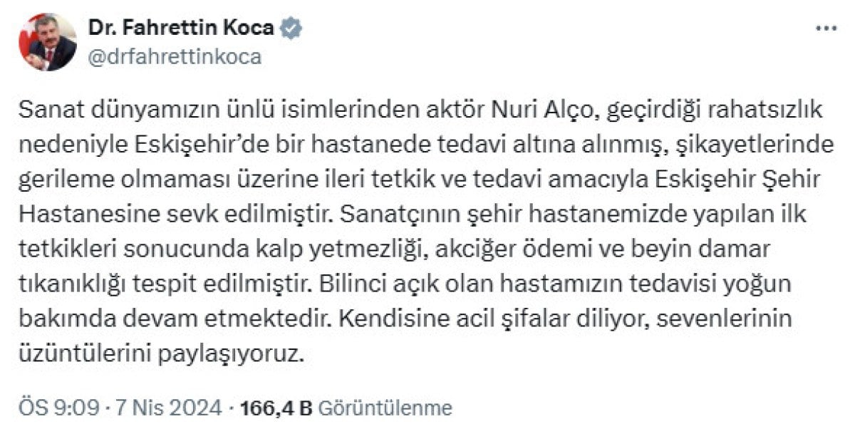 1712519890 274 Saglik Bakani Fahrettin Koca Nuri Alconun son durumunu aktardi